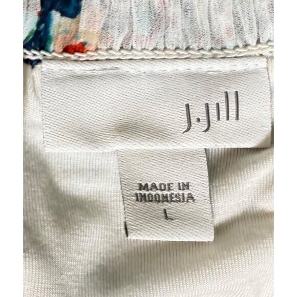 J. Jill Womens White Boho Floral Print Smocked Waist Skirt L - Picture 6 of 6